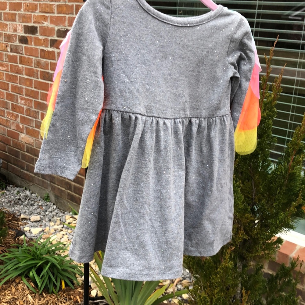 Cat & Jack gray sparkle rainbow feather cape dress